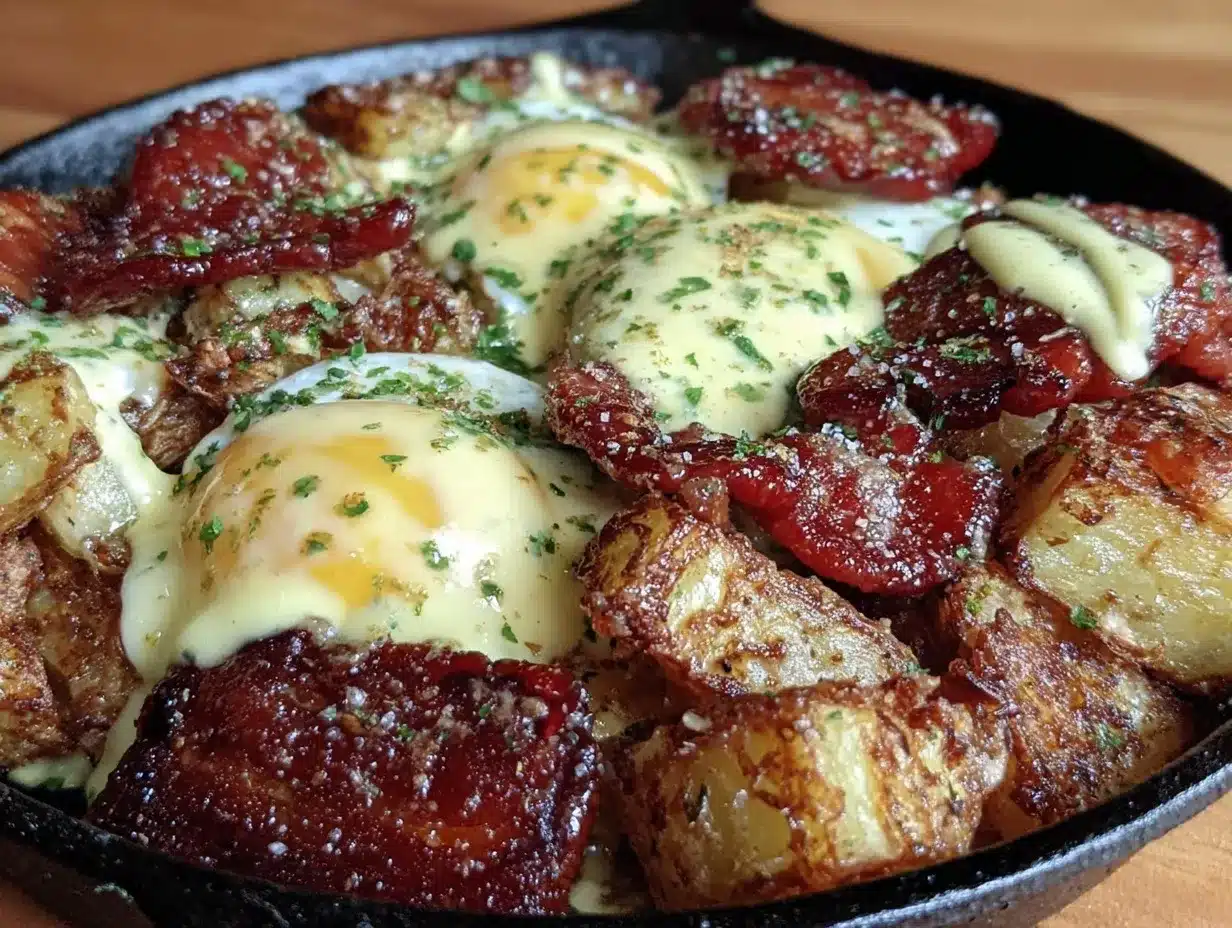 crispy bacon and egg cast iron skillet preparation steps