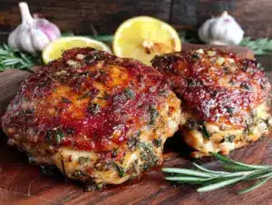 crispy baked lemon herb chicken thighs - featured image