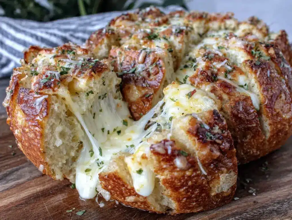 crispy cheese pull garlic bread - featured image