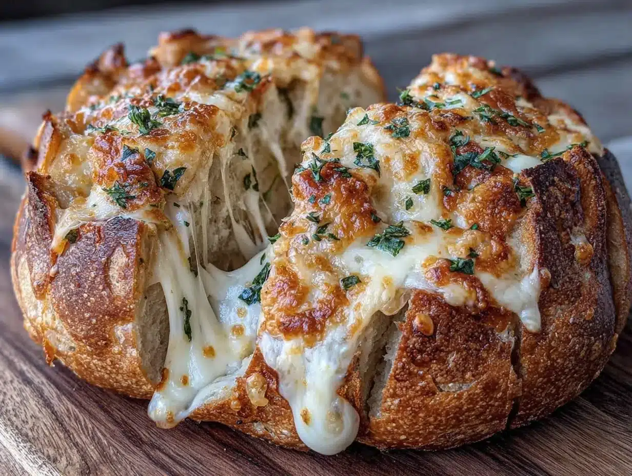 crispy cheese pull garlic bread preparation steps