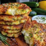 crispy cheesy zucchini fritters - featured image