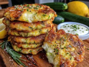 crispy cheesy zucchini fritters - featured image