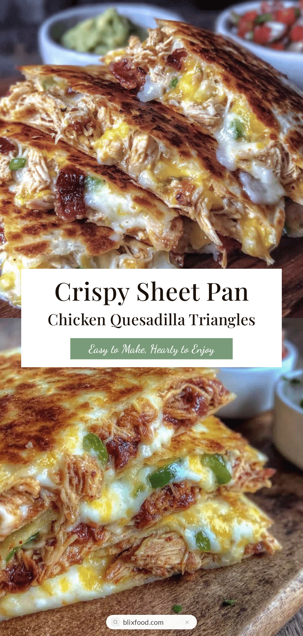 crispy sheet pan chicken quesadilla triangles recipe