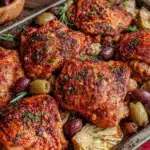 easy mediterranean sheet pan chicken - featured image