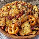 everything bagel seasoned snack mix - featured image