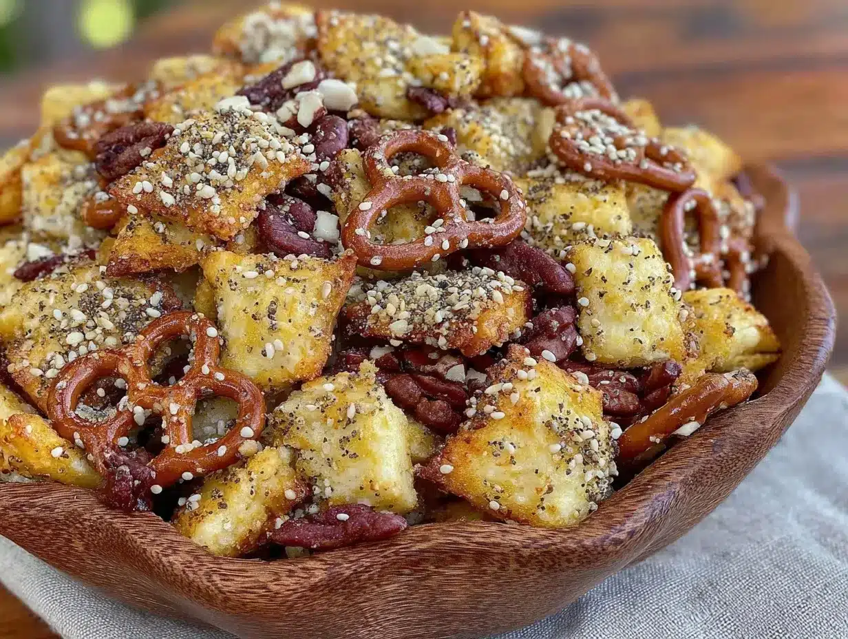 everything bagel seasoned snack mix preparation steps