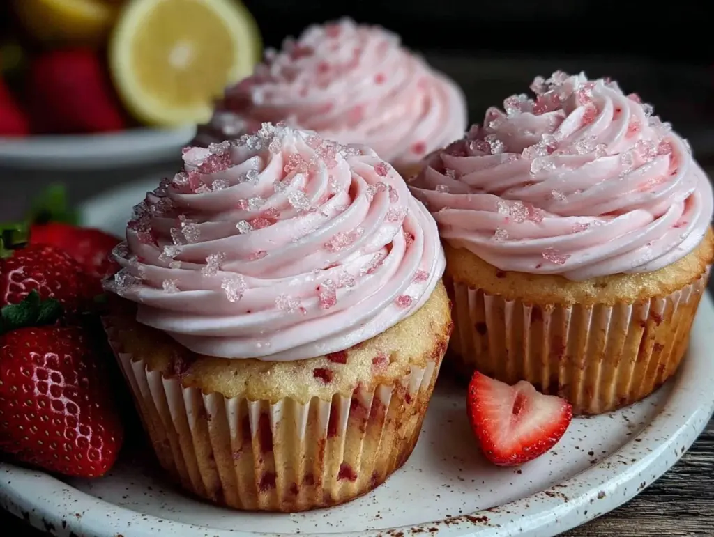 Fluffy Strawberry Lemonade Cupcakes - featured image