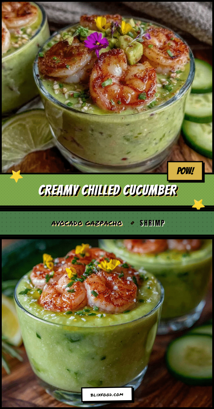 fresh chilled cucumber avocado gazpacho with shrimp recipe