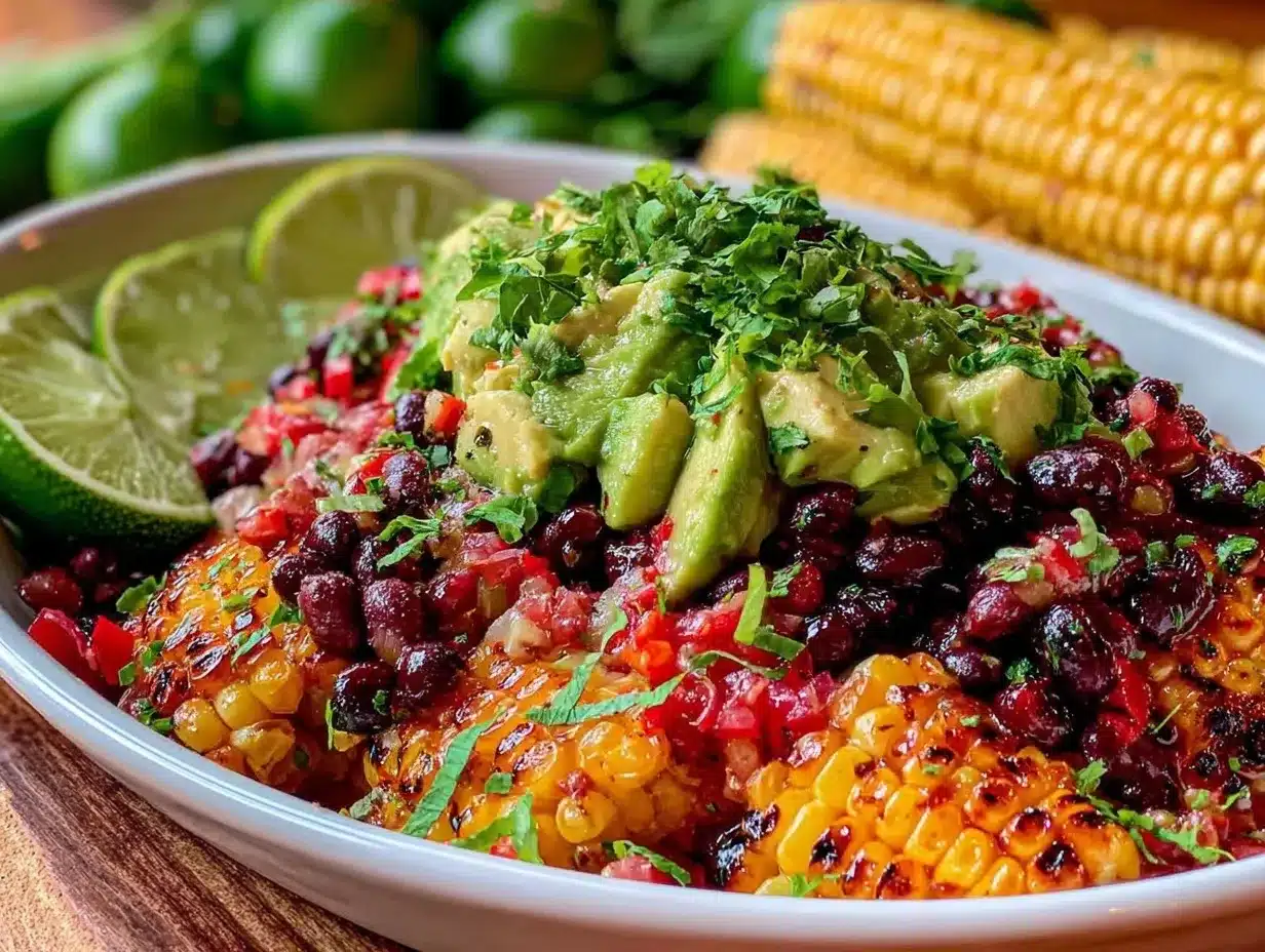 fresh grilled corn and black bean salsa preparation steps