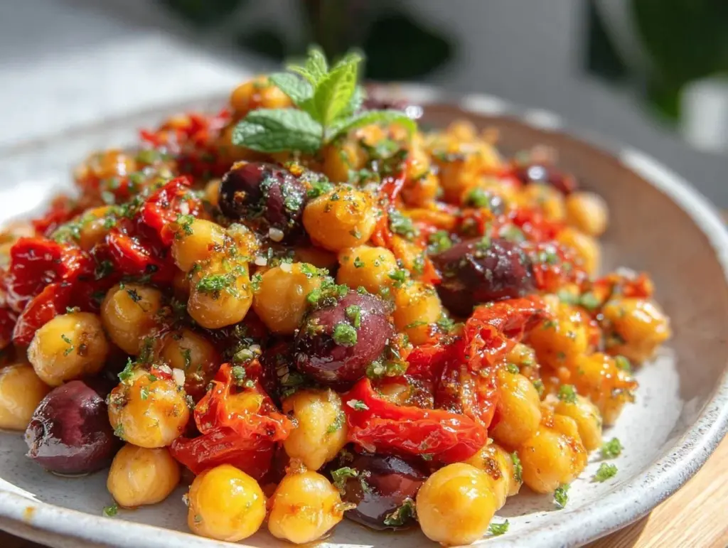 fresh mediterranean chickpea salad - featured image