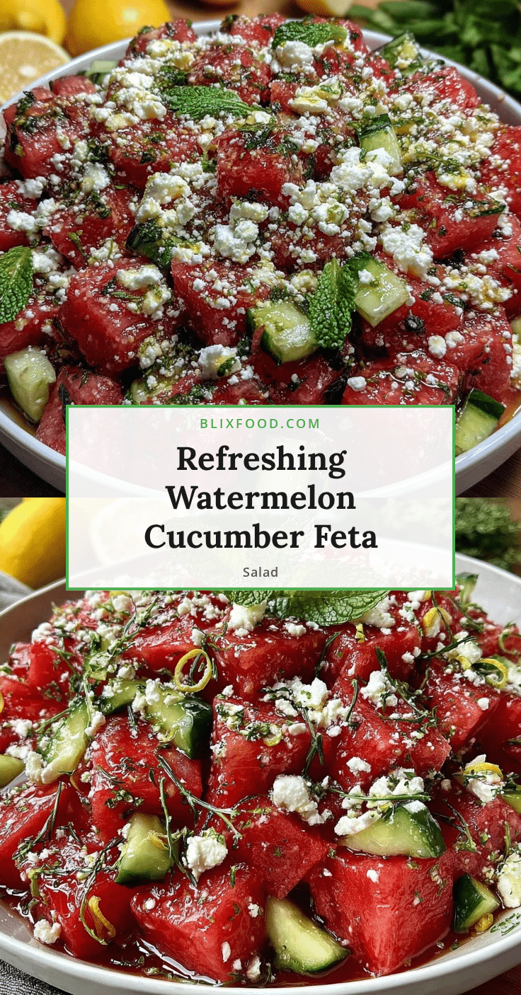 fresh watermelon cucumber feta mint salad recipe