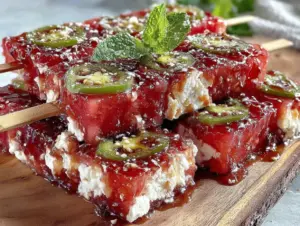 Fresh Watermelon Feta Jalapeño Skewers - featured image