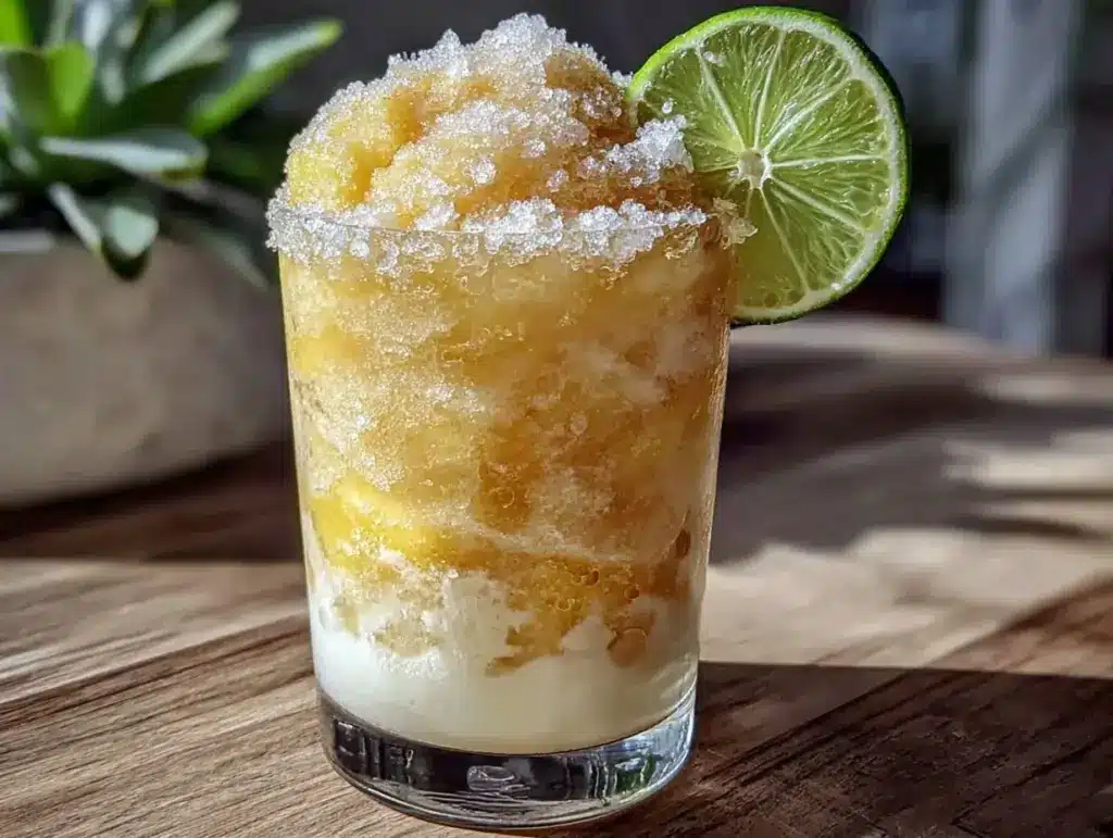 frozen mango pineapple coconut mocktail - featured image