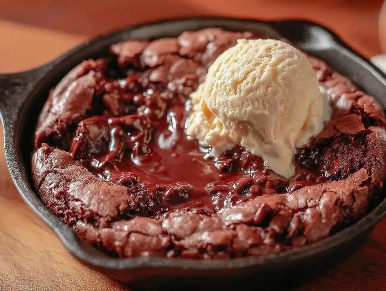 giant chocolate lava cookie skillet preparation steps