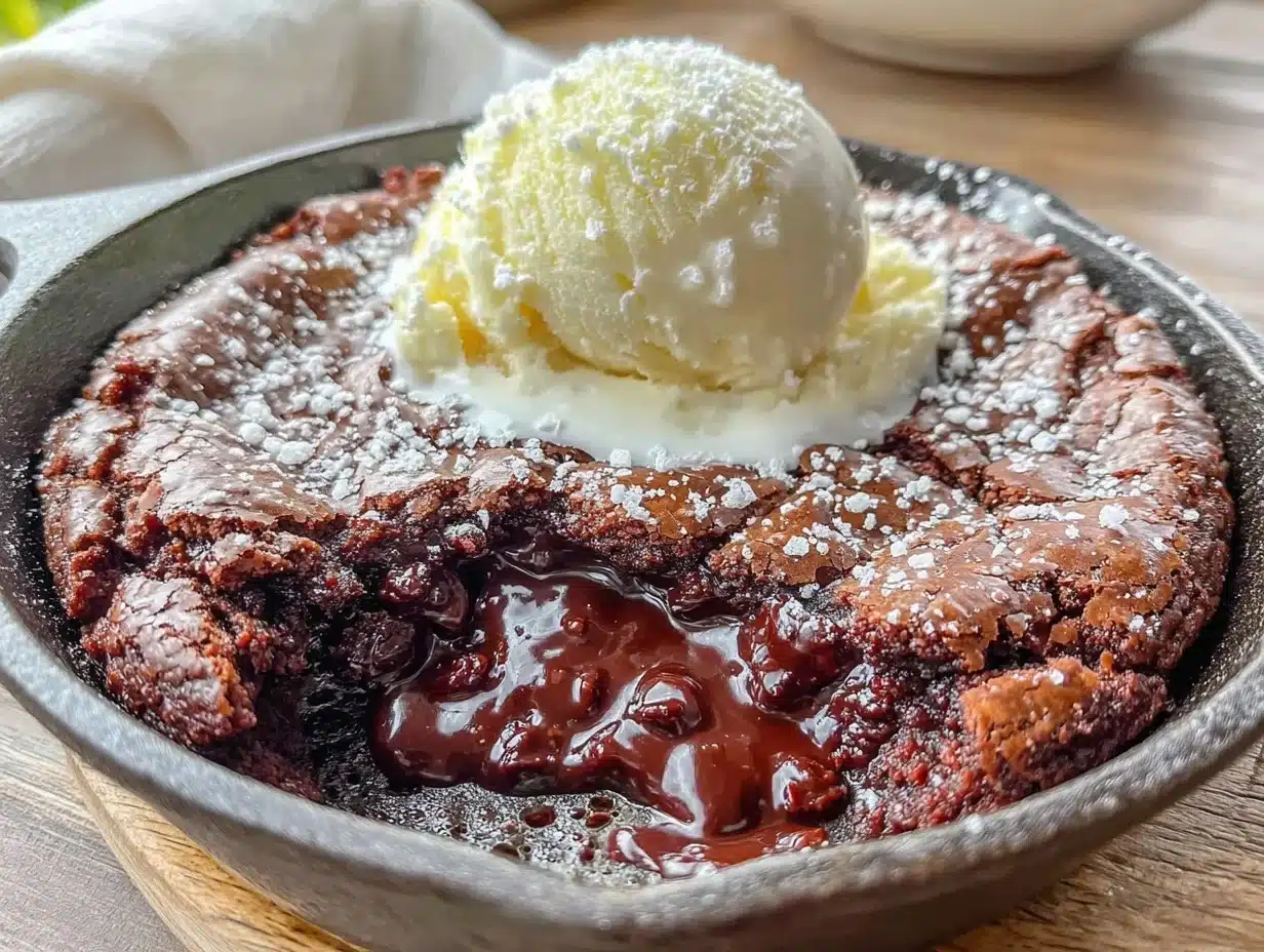 giant chocolate lava cookie skillet - featured image