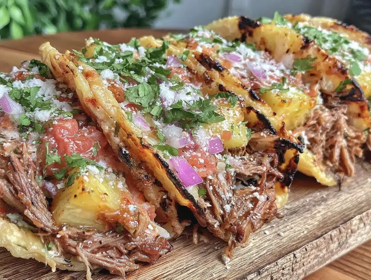 grilled al pastor pineapple pork tacos preparation steps