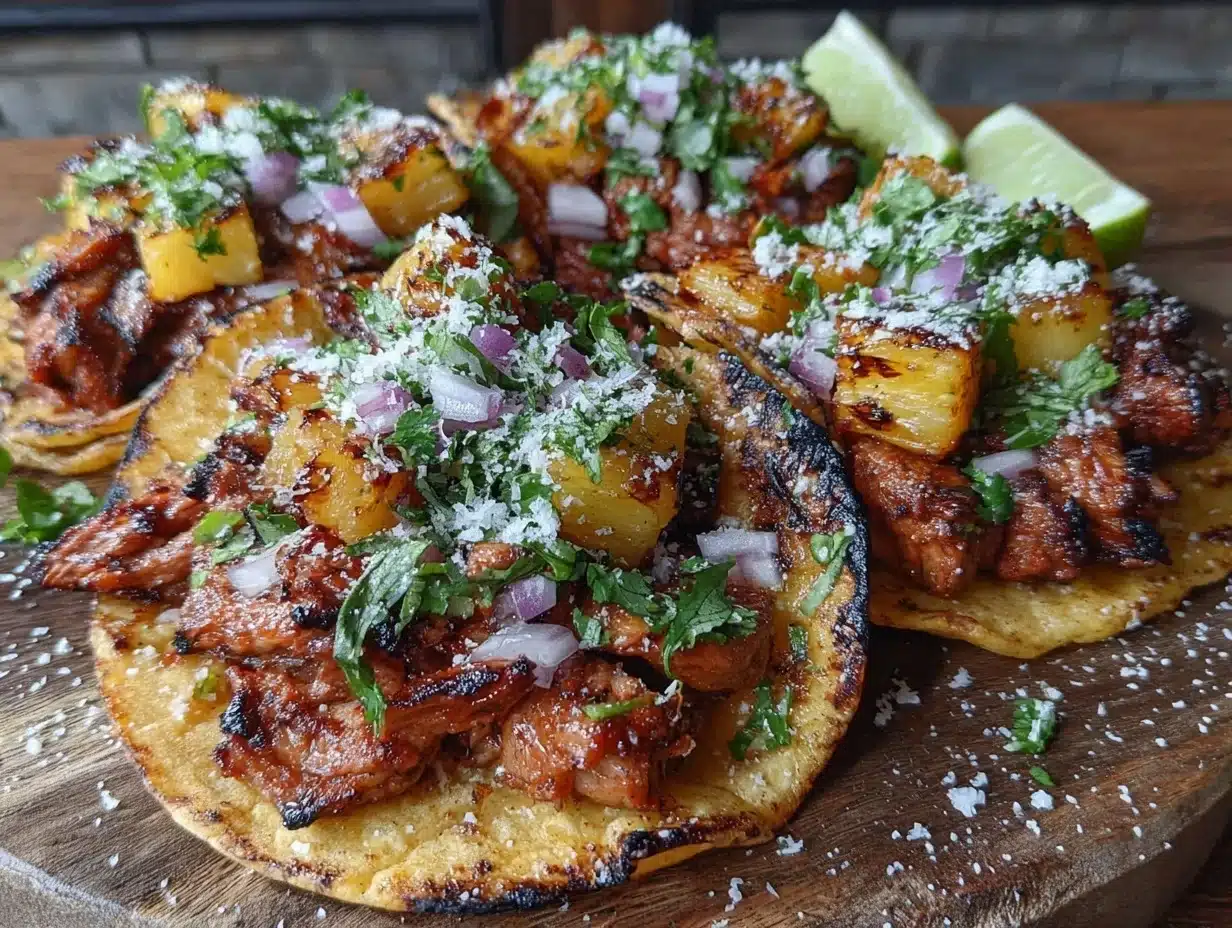 grilled al pastor pineapple pork tacos - featured image