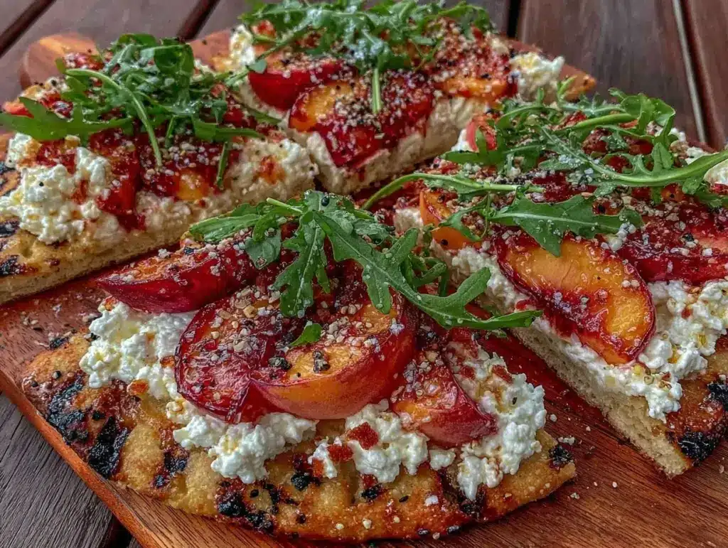 grilled peach flatbread - featured image