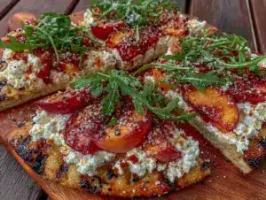 grilled peach flatbread - featured image