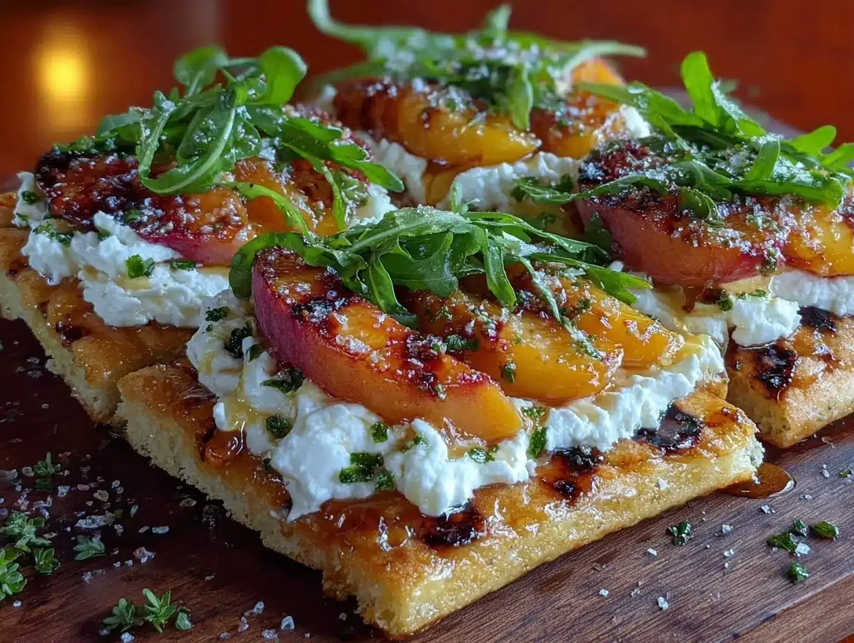grilled peach flatbread preparation steps