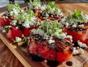 grilled watermelon steak bites - featured image