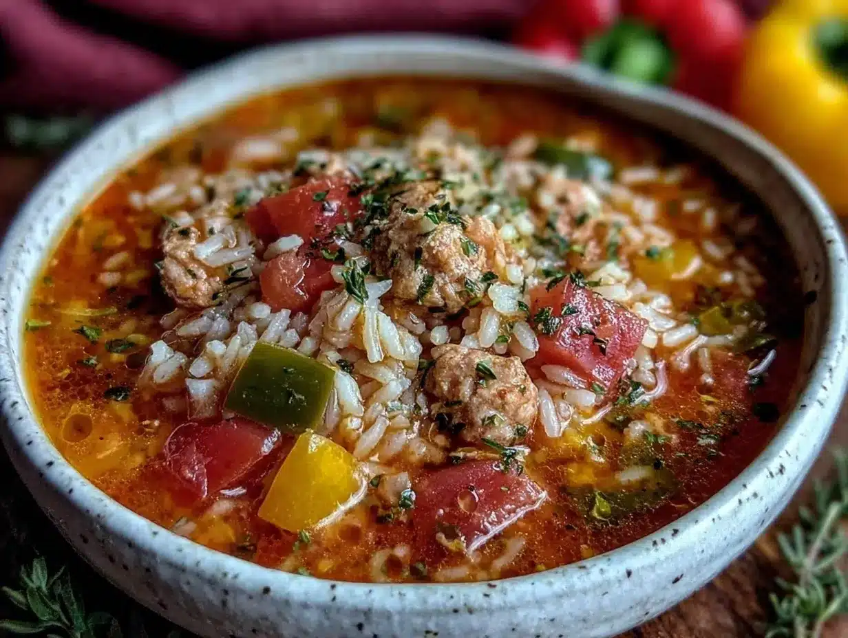 ground turkey stuffed pepper soup preparation steps