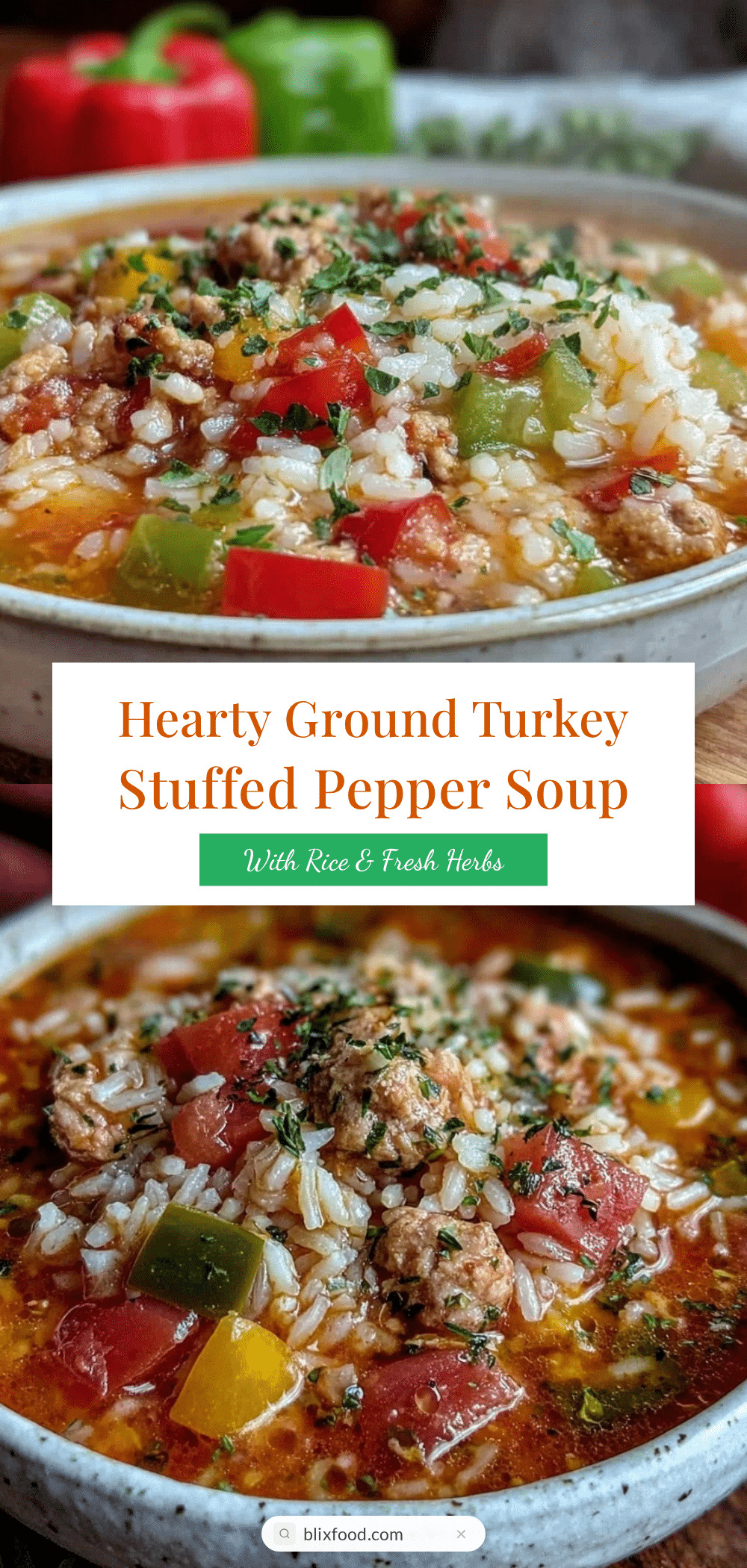ground turkey stuffed pepper soup recipe