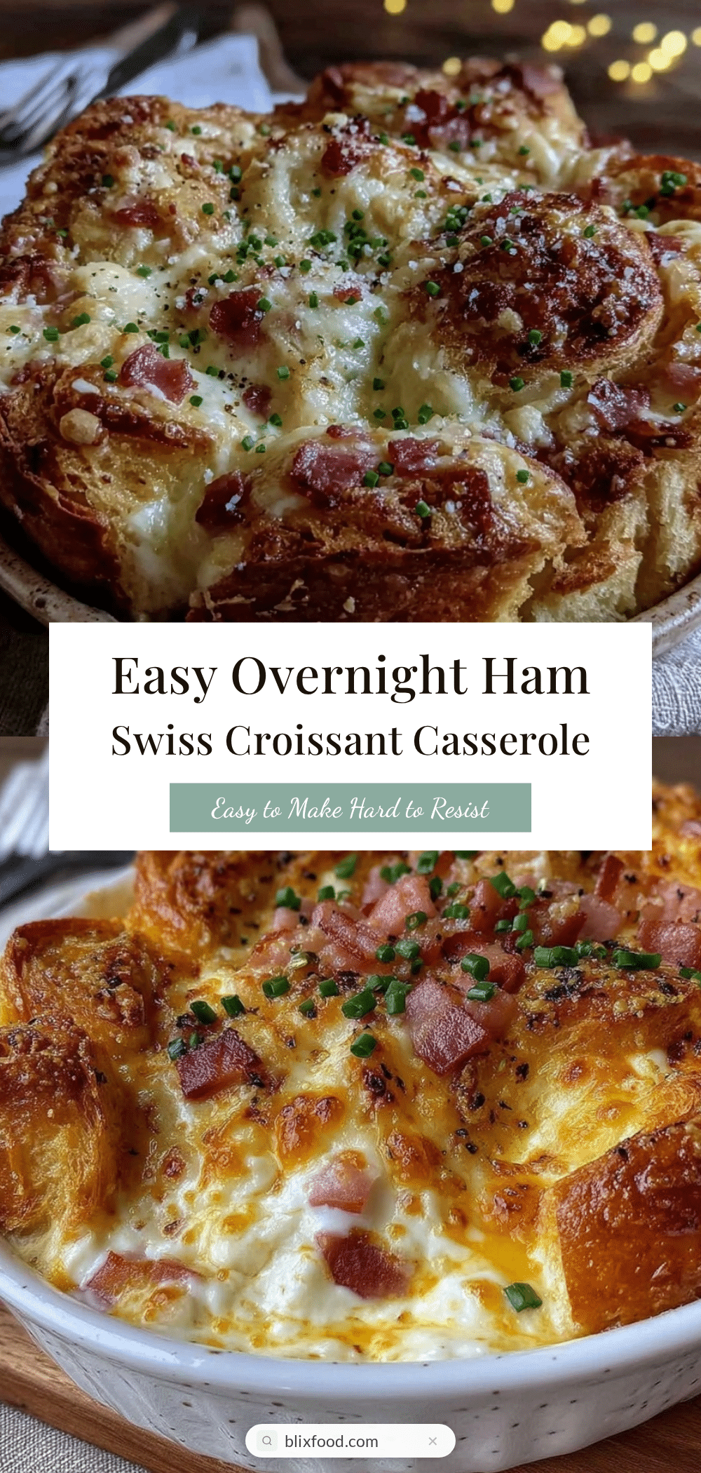 Ham and Swiss Croissant Breakfast Casserole recipe