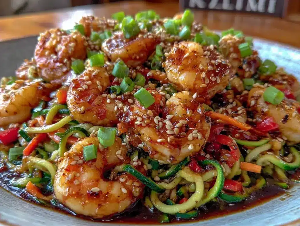 Healthy Diabetes-Friendly Zucchini Noodle Shrimp Stir Fry - featured image