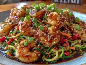 Healthy Diabetes-Friendly Zucchini Noodle Shrimp Stir Fry - featured image