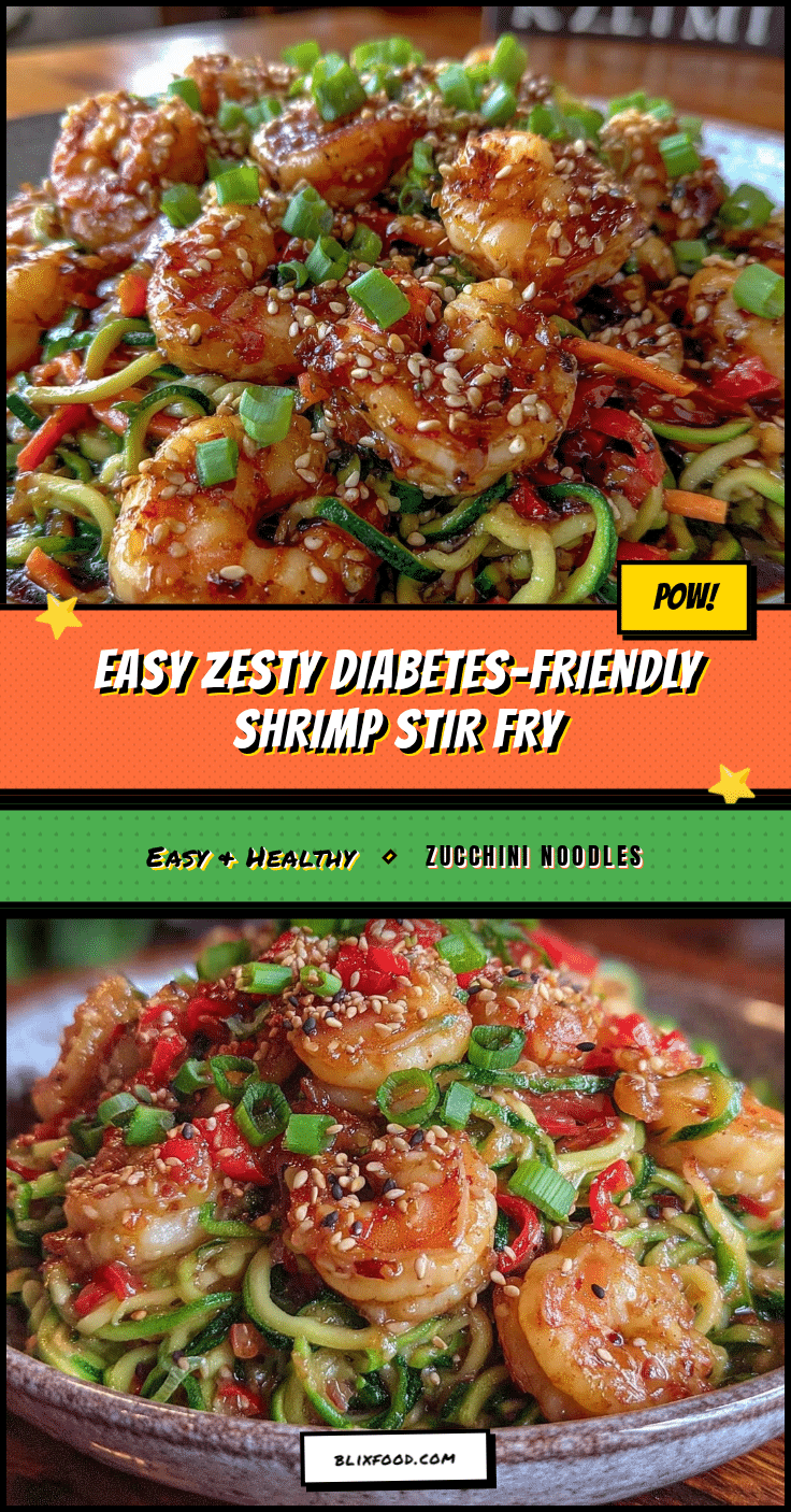 Healthy Diabetes-Friendly Zucchini Noodle Shrimp Stir Fry recipe