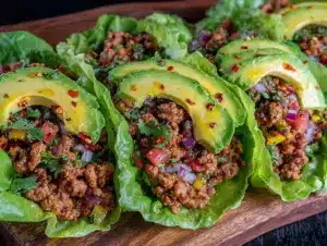 Healthy Low Glycemic Turkey Lettuce Wrap Tacos - featured image