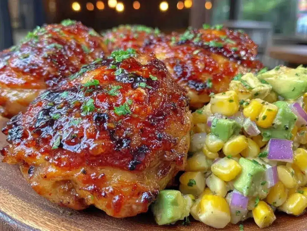 honey sriracha grilled chicken thighs - featured image