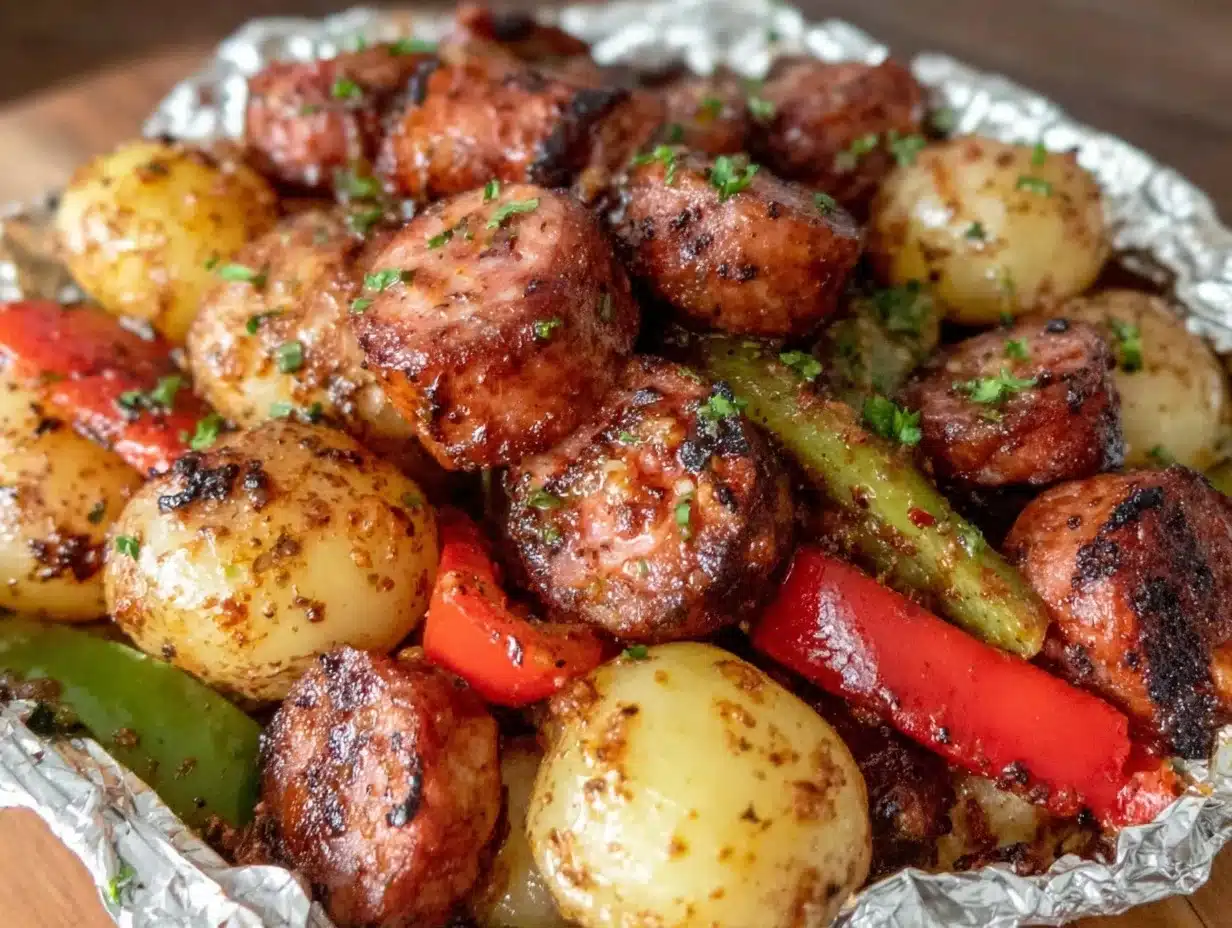 kielbasa and baby potato foil packs - featured image