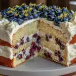 lemon blueberry brunch layer cake - featured image
