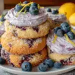 lemon sugar cookies blueberry frosting - featured image