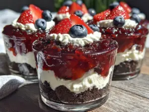 no bake patriotic oreo dirt cups - featured image