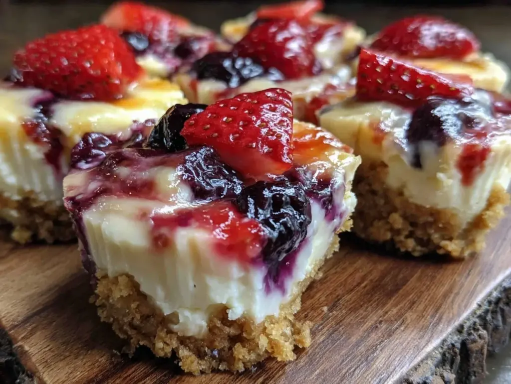 red white and blue mini cheesecake bites - featured image