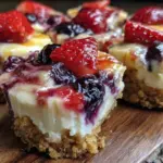red white and blue mini cheesecake bites - featured image