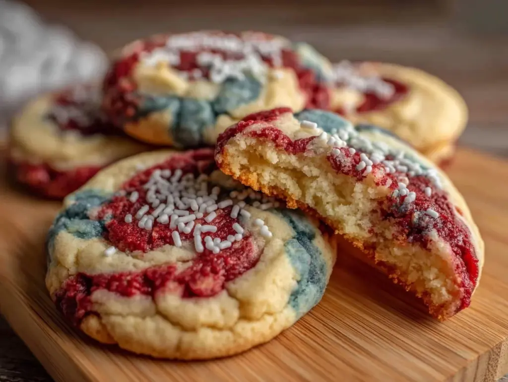 red white and blue tie-dye sugar cookies - featured image