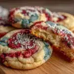 red white and blue tie-dye sugar cookies - featured image