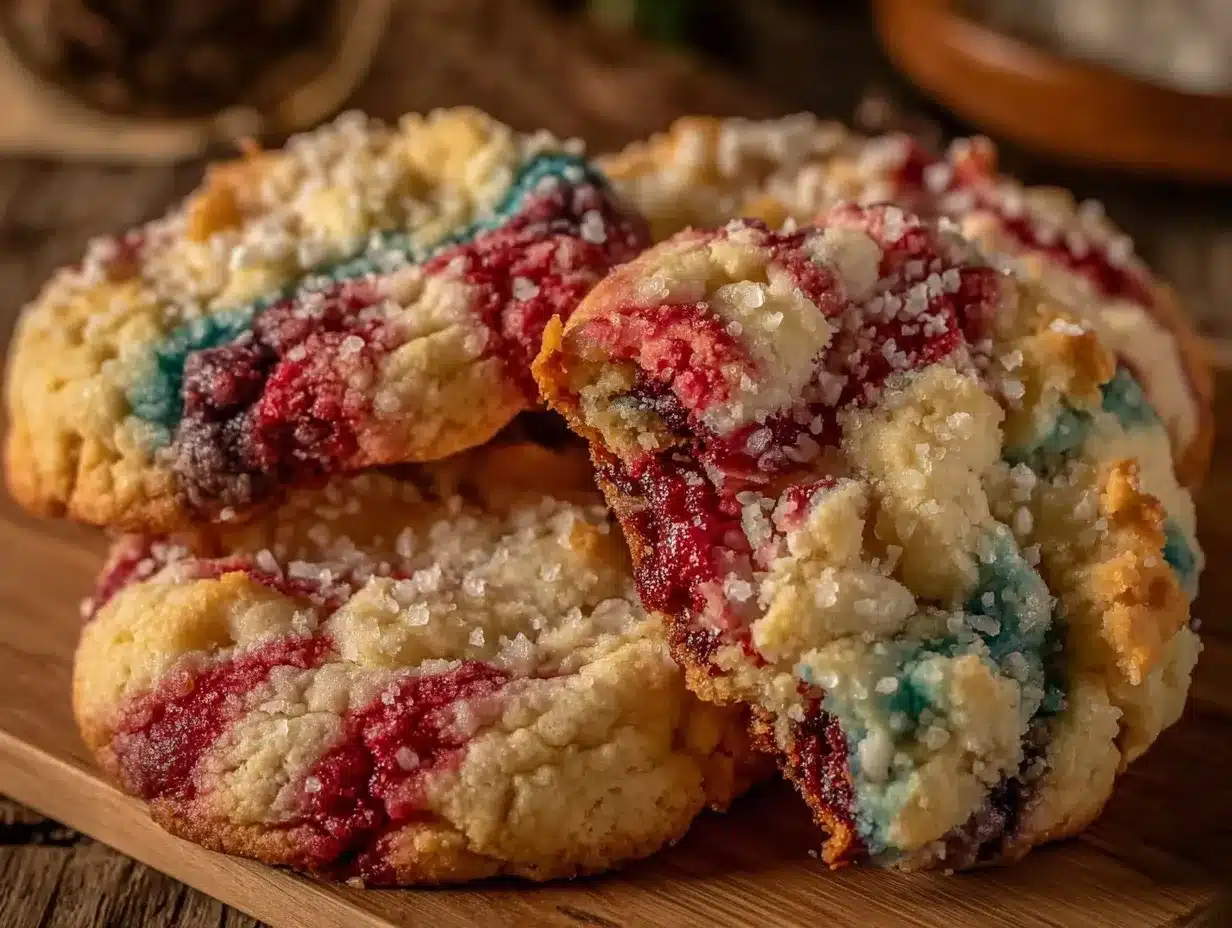 red white and blue tie-dye sugar cookies preparation steps