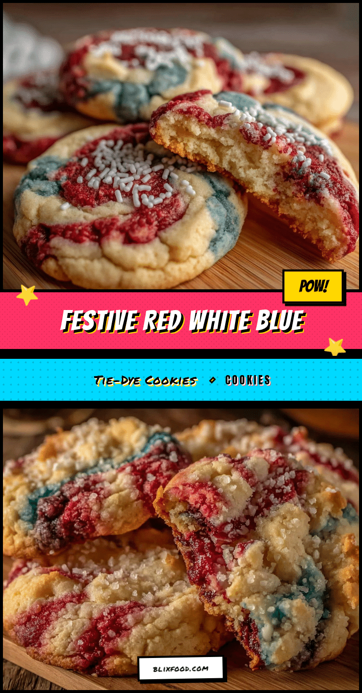 red white and blue tie-dye sugar cookies recipe