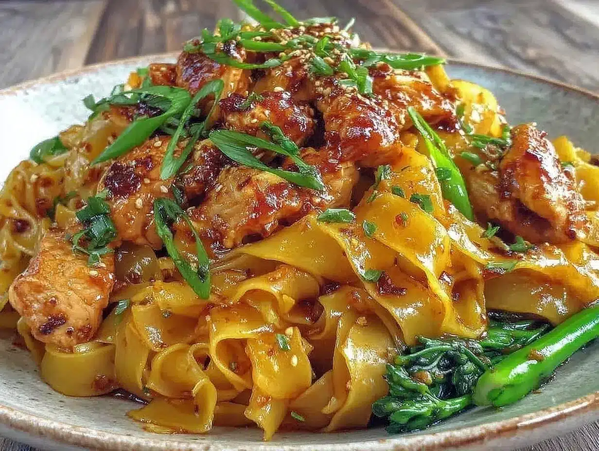 savory pad see ew noodles with chicken preparation steps