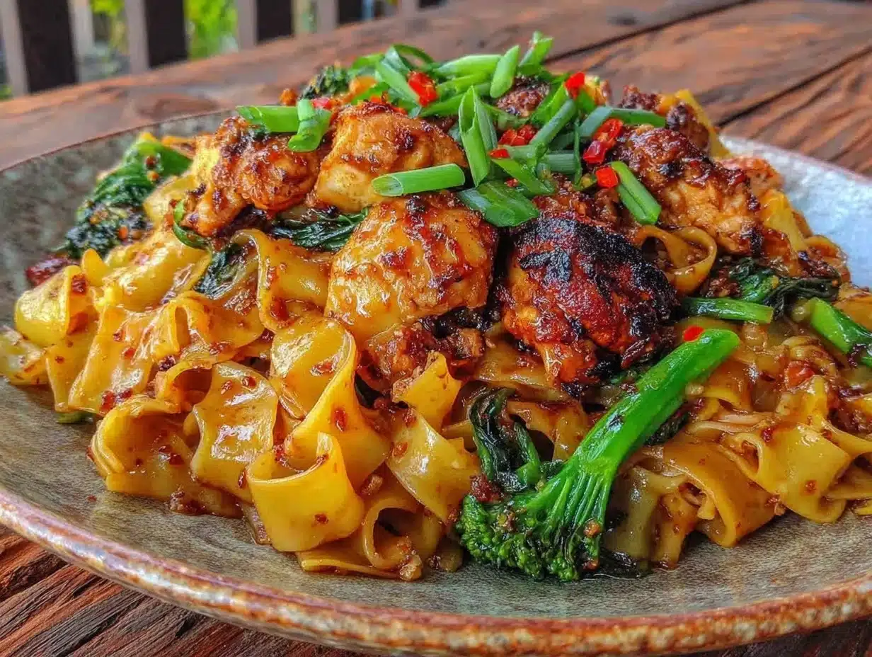 savory pad see ew noodles with chicken - featured image