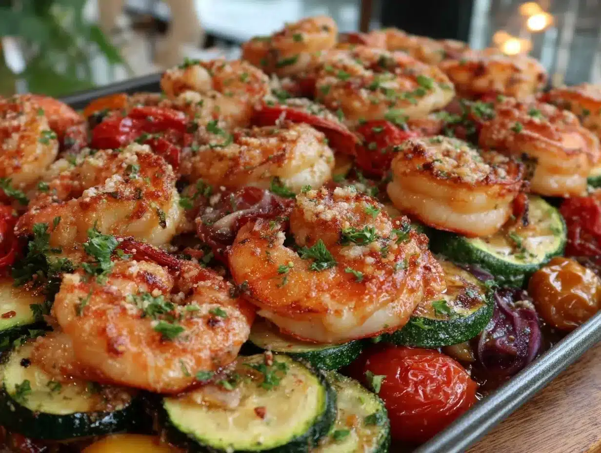 sheet pan garlic parmesan shrimp preparation steps