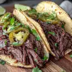 slow cooker barbacoa beef tacos - featured image