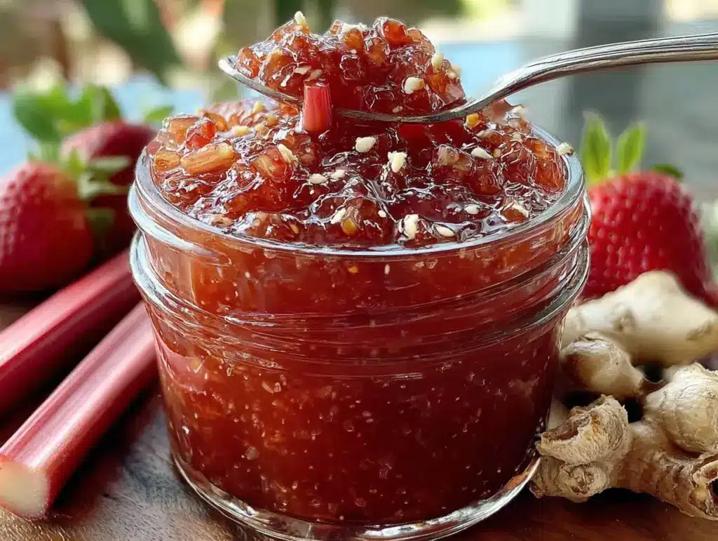 small batch strawberry rhubarb jam - featured image