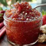 small batch strawberry rhubarb jam - featured image