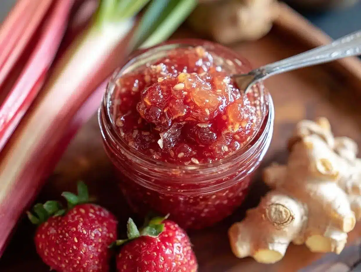 small batch strawberry rhubarb jam preparation steps